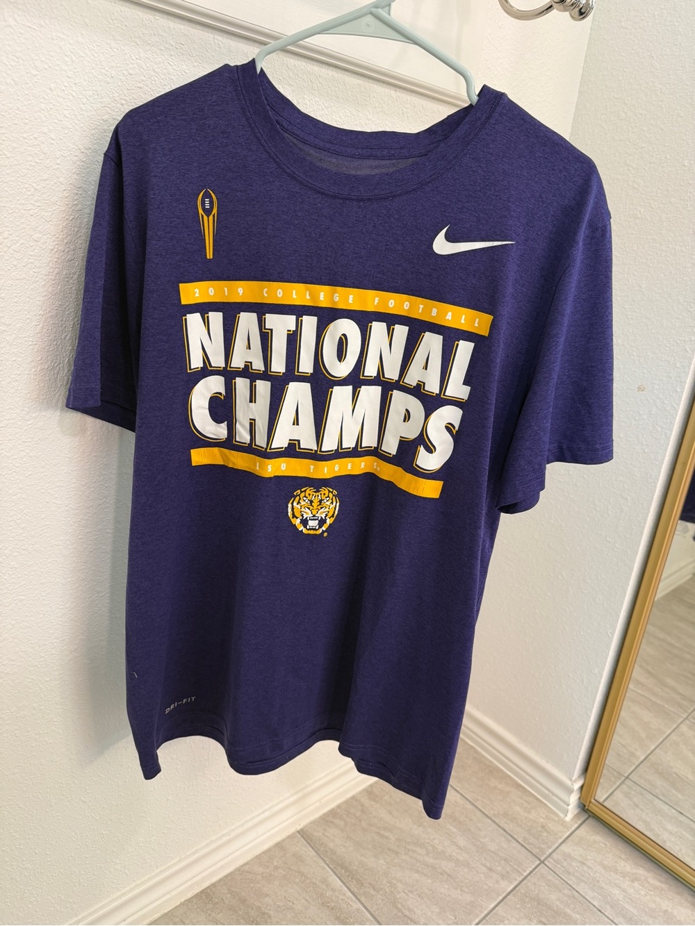Nike Purple 'National Champs' Graphic Tee with White & Gold Accents
